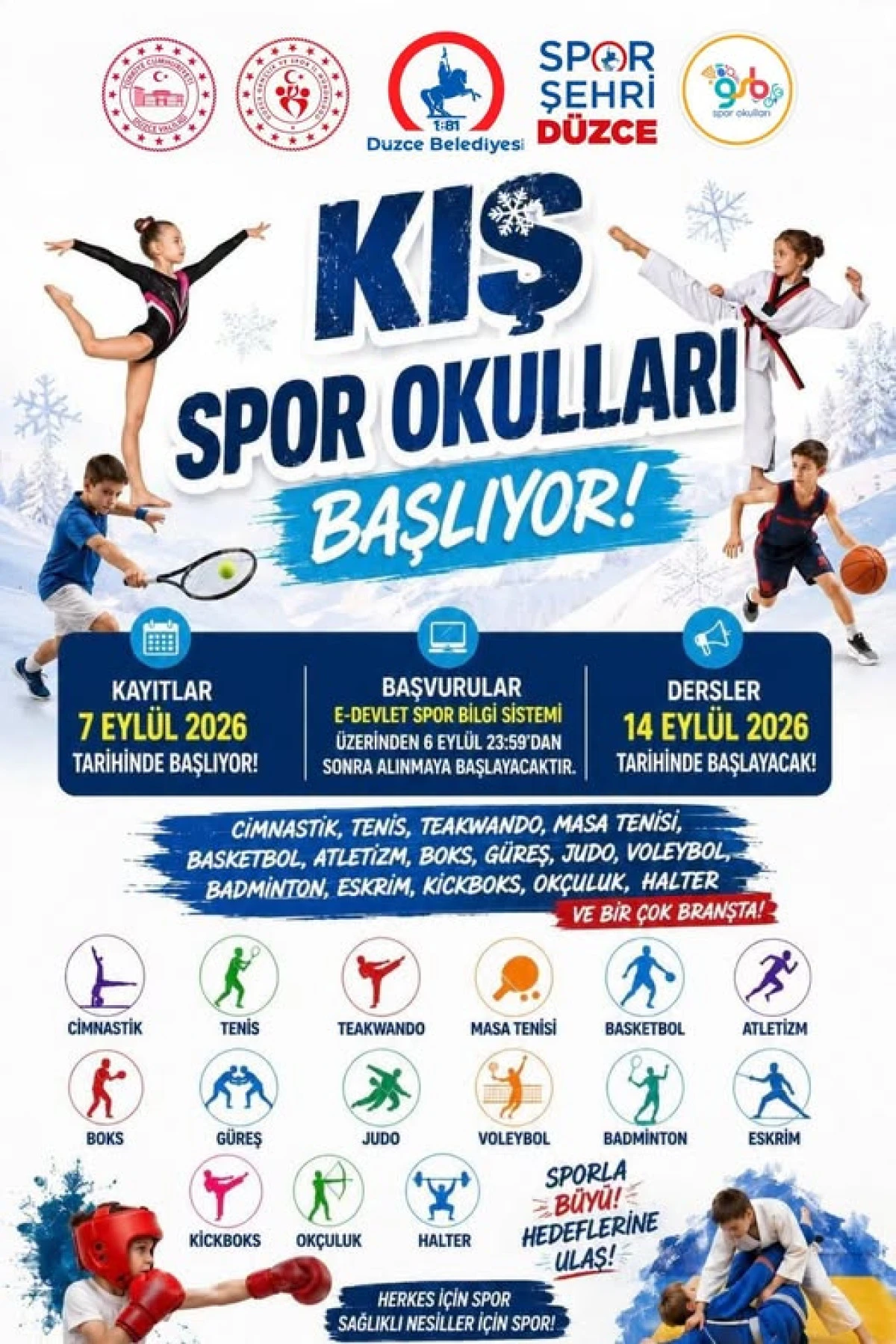 Kış Spor Okulları İ&ccedil;in Kayıtlar 7 Eyl&uuml;l&rsquo;de Başlıyor
