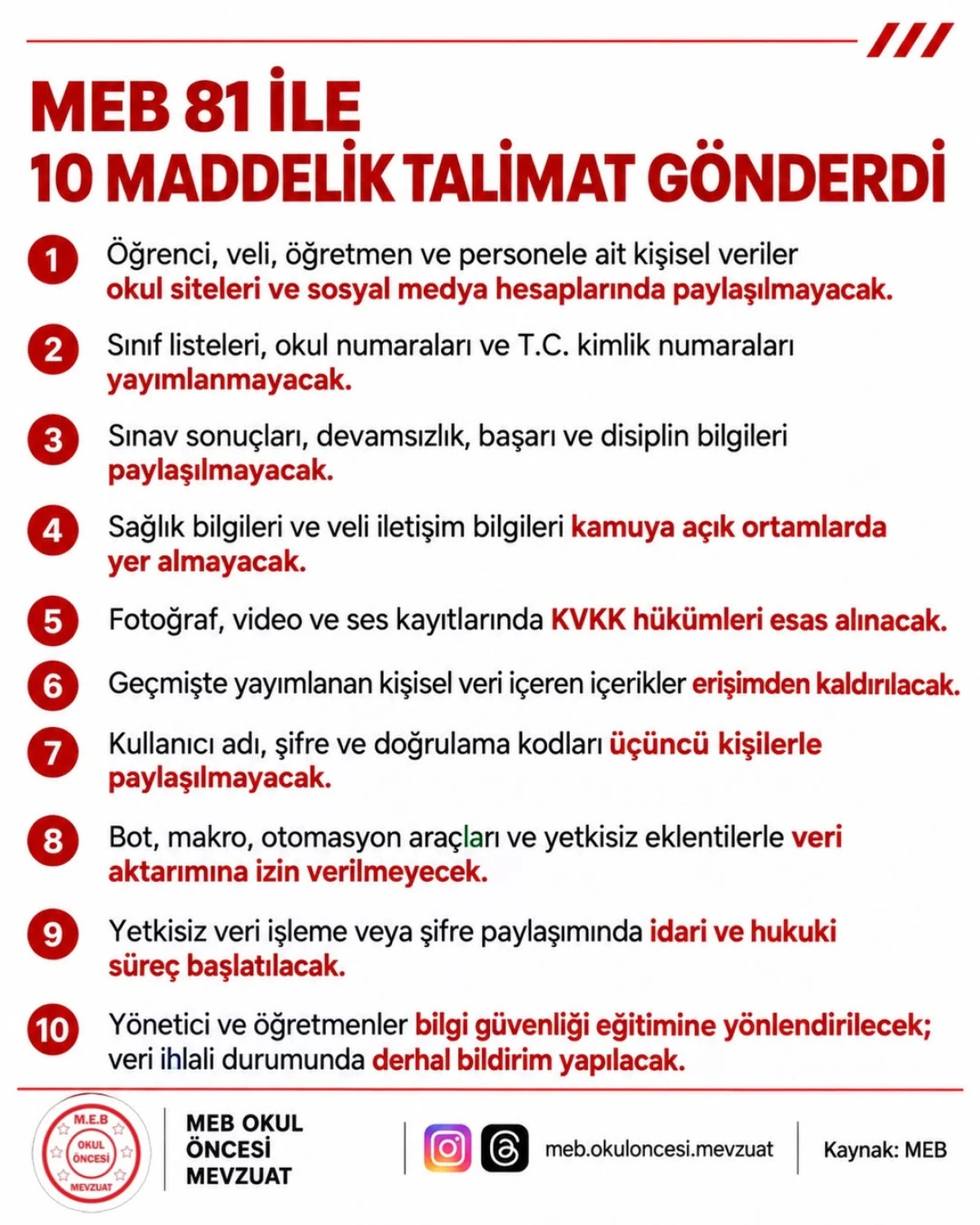 MEB'den 81 İle 10 Maddelik Dijital G&uuml;venlik Genelgesi