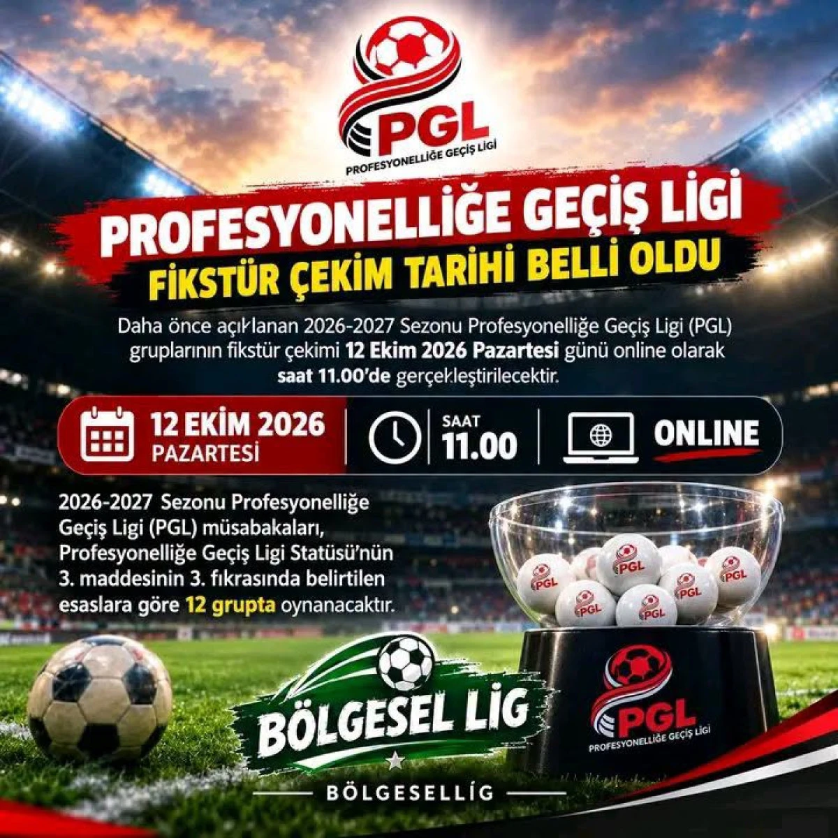  PGL Ge&ccedil;iş Liği Fikst&uuml;r &Ccedil;ekilişi Belli Oldu