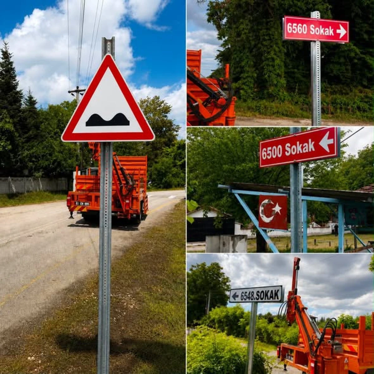 Pınarlar K&ouml;y&uuml;'nde Trafik ve Y&ouml;n Levhası &Ccedil;alışmaları Tamamlandı