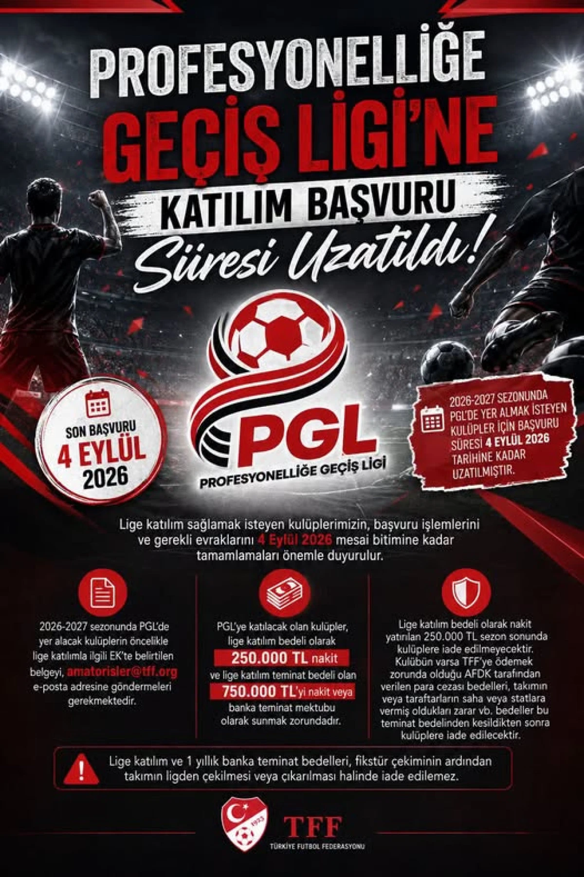 Profesyonelliğe Ge&ccedil;iş Ligi'ne Katılım Başvuru S&uuml;resi Uzatıldı
