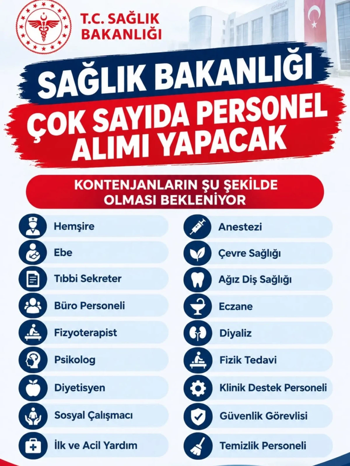 SAĞLIK BAKANLIĞI &Ccedil;OK SAYIDA PERSONEL ALACAK!