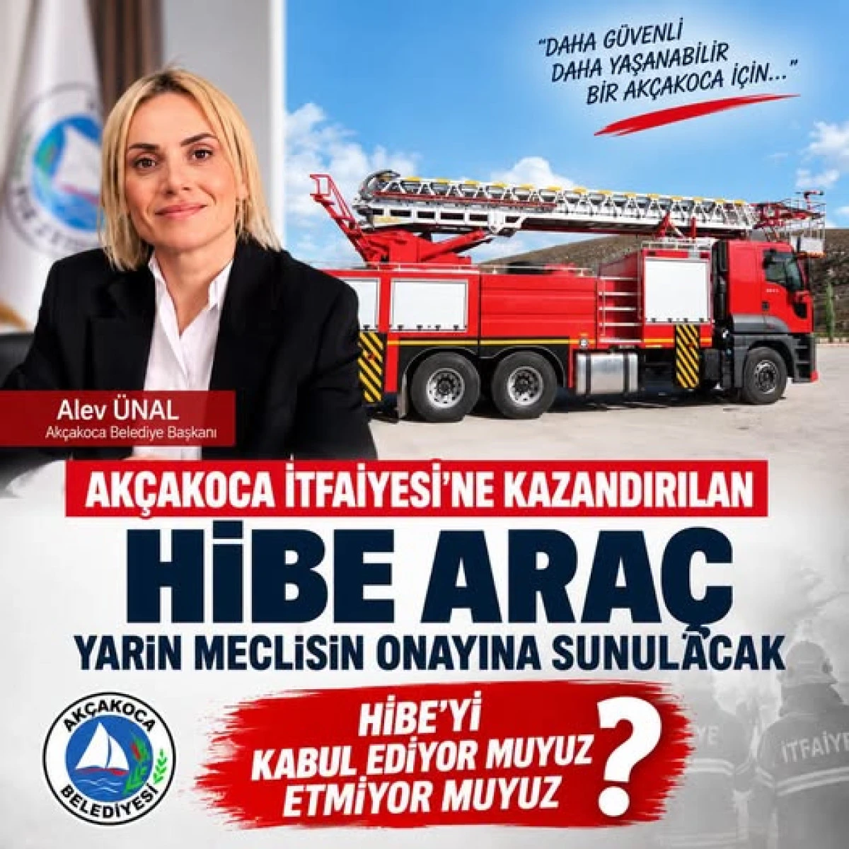 SAKARYA&rsquo;DAN AK&Ccedil;AKOCA&rsquo;YA HİBE İTFAİYE ARACI: KABUL İ&Ccedil;İN MECLİSE GELİYOR
