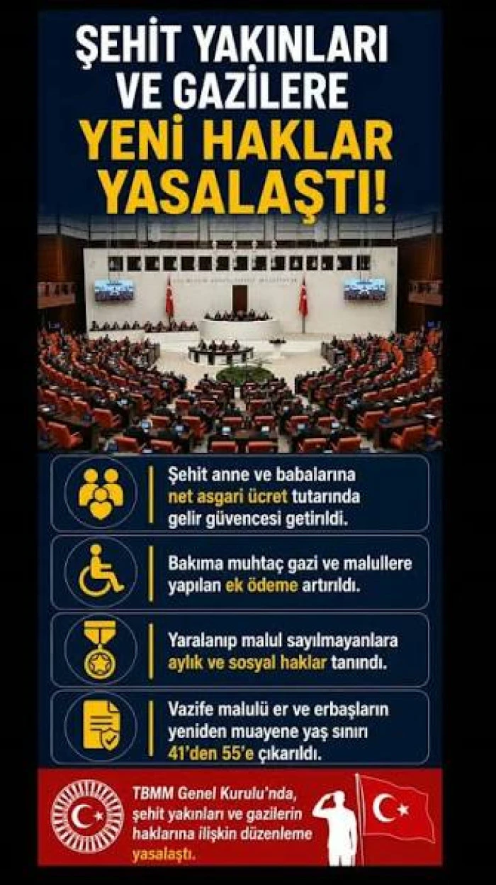 Şehit Yakınları ve Gazilere Yeni Sosyal Haklar Geliyor