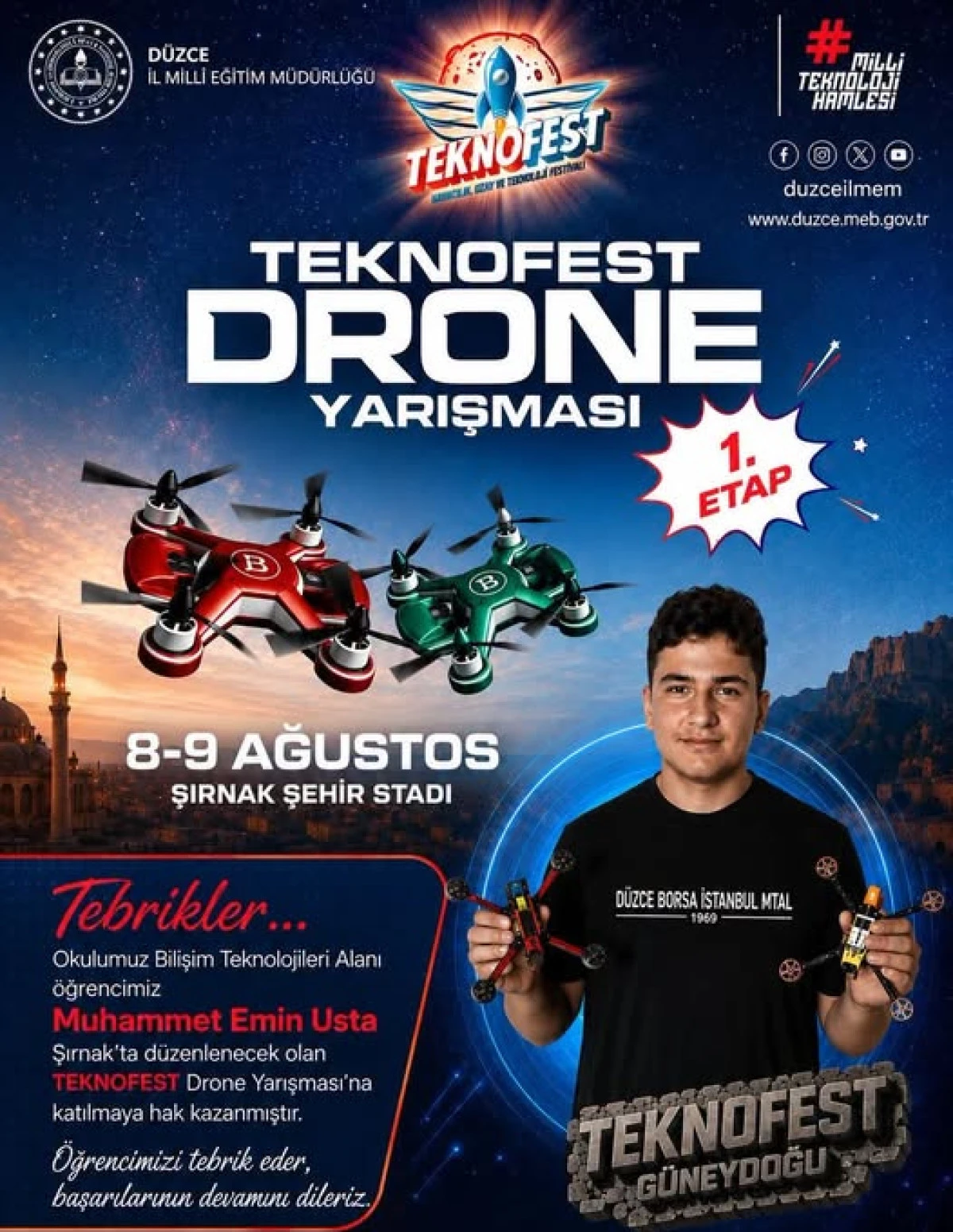 ŞIRNAK&rsquo;TA D&Uuml;ZCEMİZİ TEKNOFEST DRONE YARIŞMASI&rsquo;NDA TEMSİL EDECEK