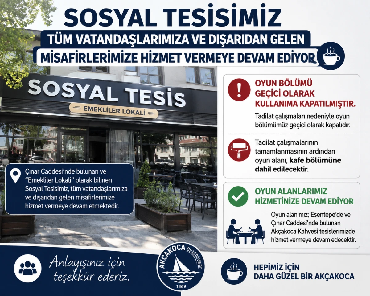 SOSYAL TESİS VATANDAŞLARA HİZMET VERMEYE DEVAM EDİYOR