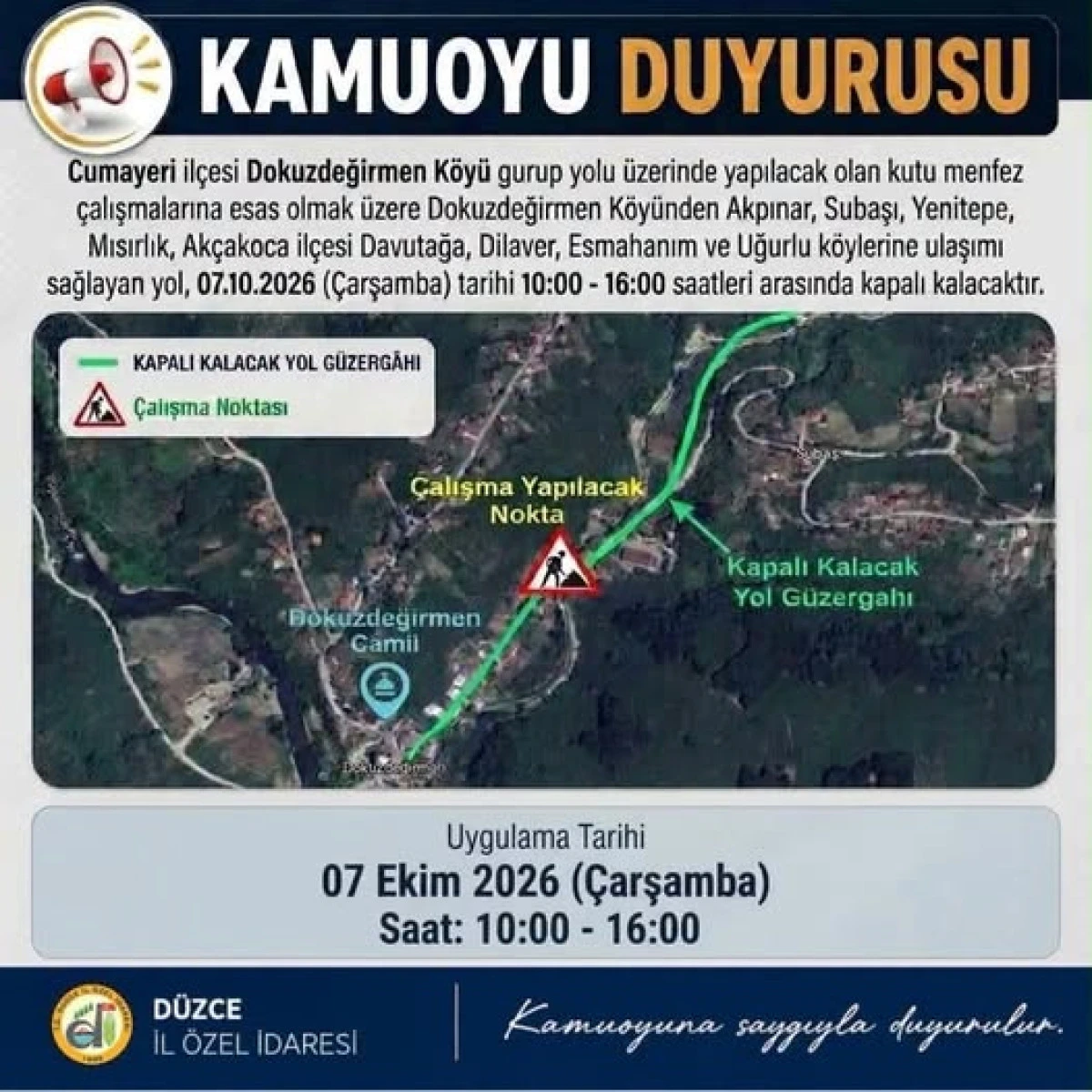 S&uuml;r&uuml;c&uuml;ler Dikkat O Yol 6 saat kapalı...