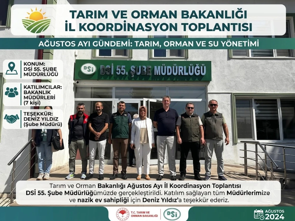 Tarım ve Orman Bakanlığı Ağustos Ayı İl Koordinasyon Toplantısı DSİ 55. Şube M&uuml;d&uuml;rl&uuml;ğ&uuml;nde Ger&ccedil;ekleştirildi