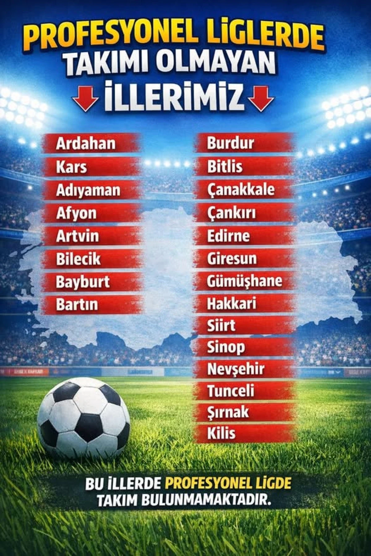 T&uuml;rk Futbolunda "Profesyonel" Boşluk: 23 İl Takımsız Kaldı!