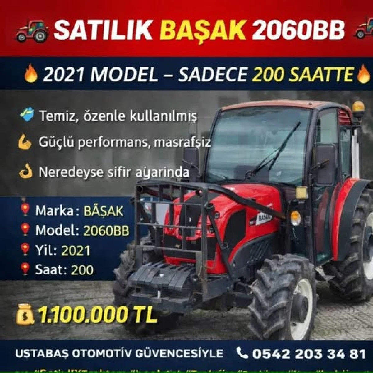 Ustabaş Otomotiv g&uuml;vencesiyle, Başak Trakt&ouml;r Satılıktır