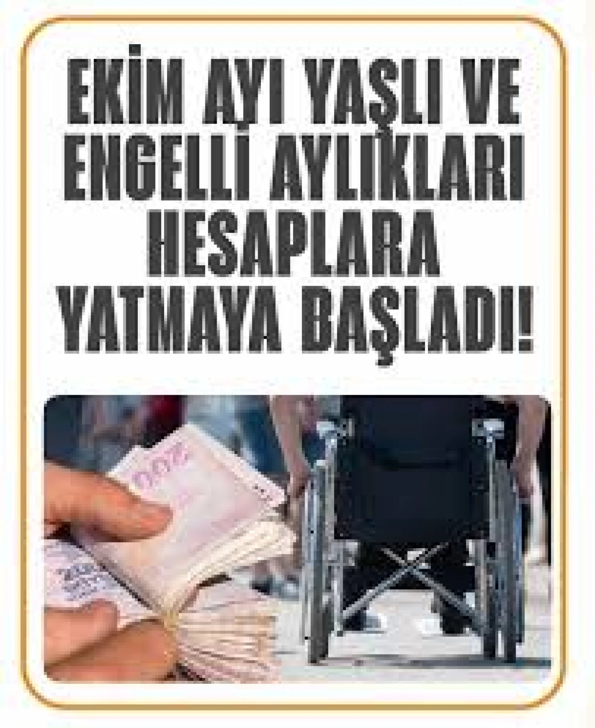 YAŞLI VE ENGELLİ AYLIKLARI  HESAPLARA YATIRILDI