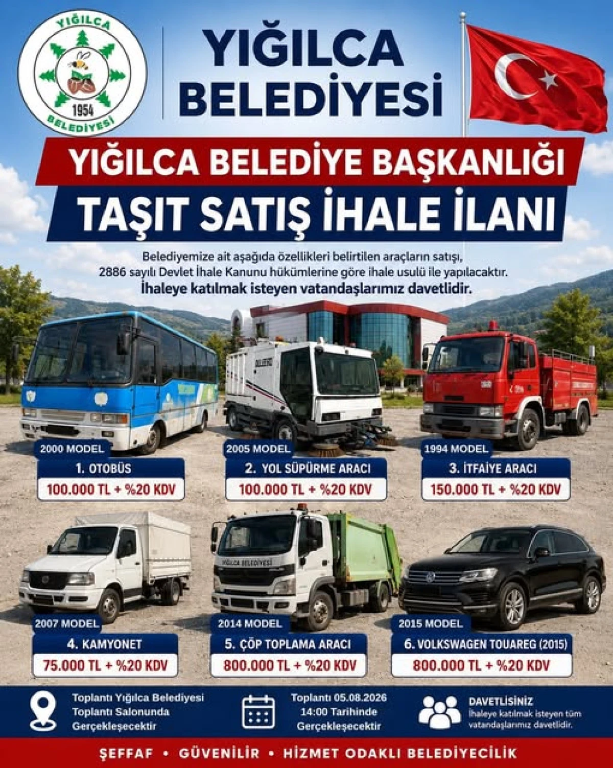 Yığılca Belediyesi Taşıt Filosunu Satışa &Ccedil;ıkarıyor: 6 Ara&ccedil; A&ccedil;ık Artırmayla Satılacak