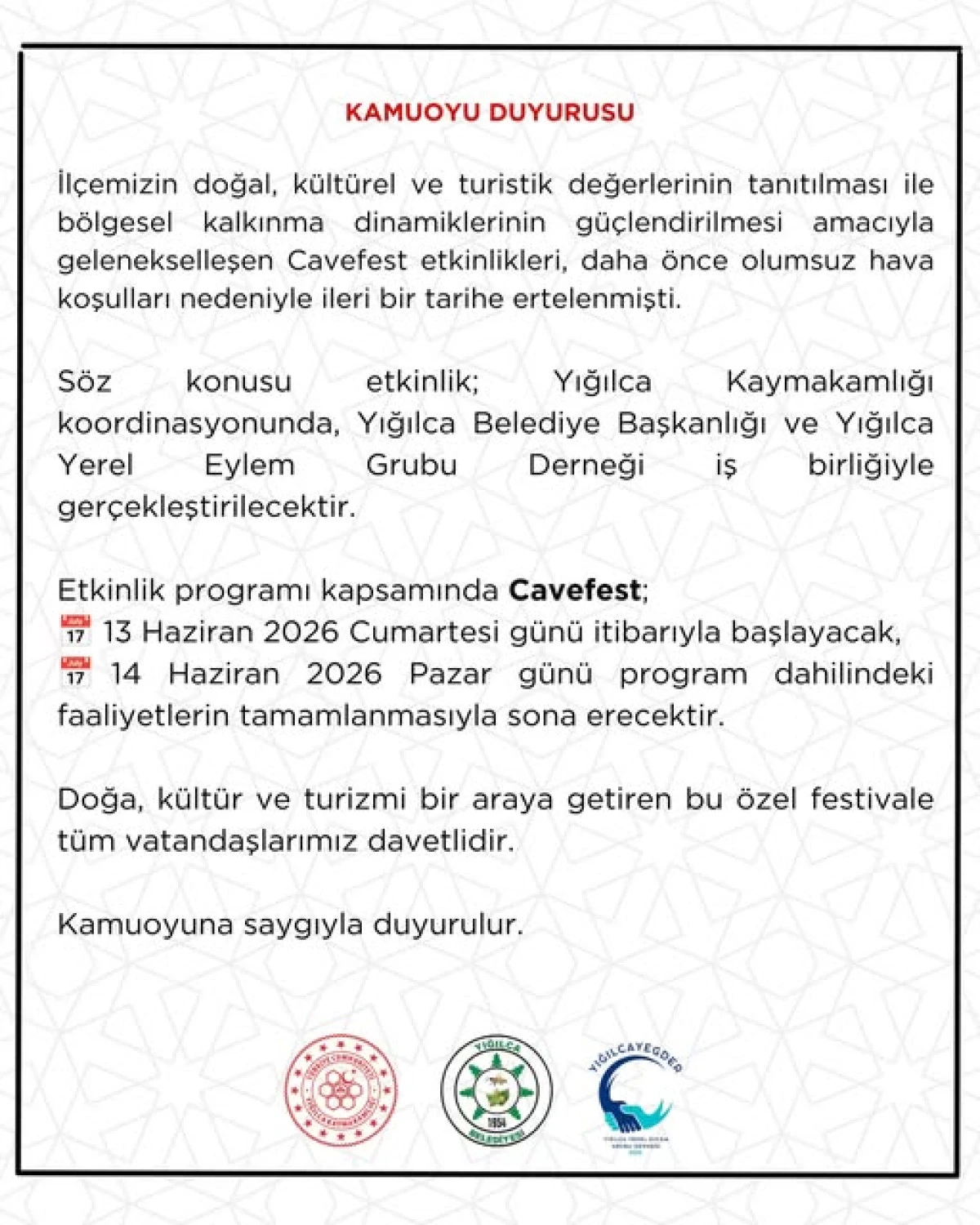 Yığılca&rsquo;da Ertelenen "Cavefest" İ&ccedil;in Yeni Tarih Belli Oldu!