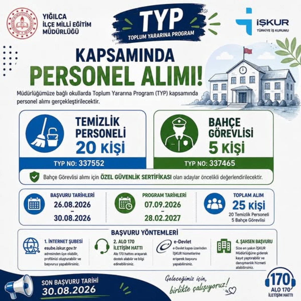 YIĞILCA&rsquo;DA TYP KAPSAMINDA 25 KİŞİ İSTİHDAM EDİLECEKTİR!