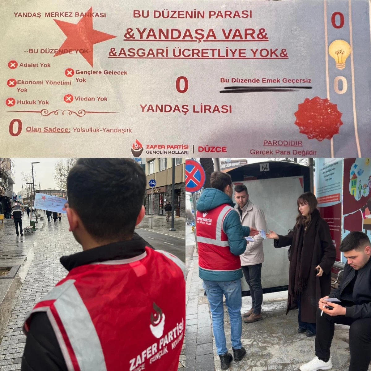 Zafer Partisi D&uuml;zce İl Gen&ccedil;lik Kolları&rsquo;ndan Asgari &Uuml;crete Tepki